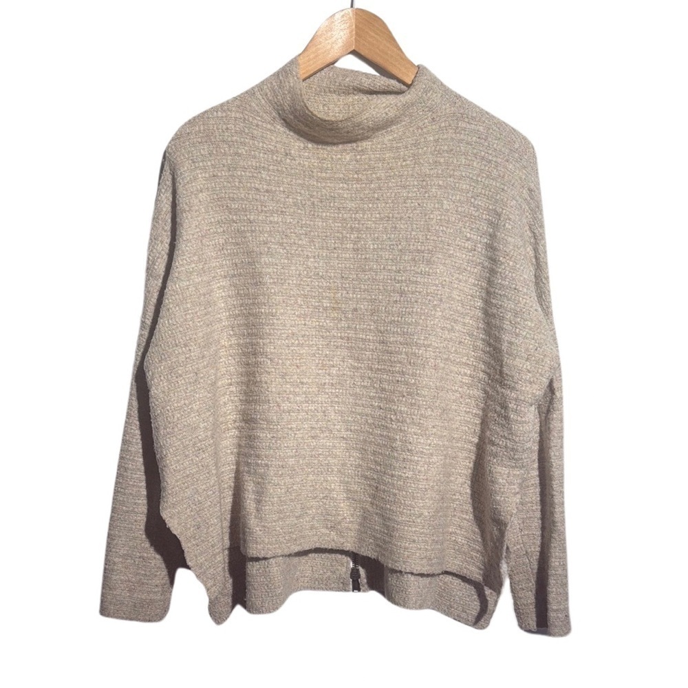 Free People Cream Shrug, XS - Mock Turtleneck, Oversized Fit, Boho Cozy …